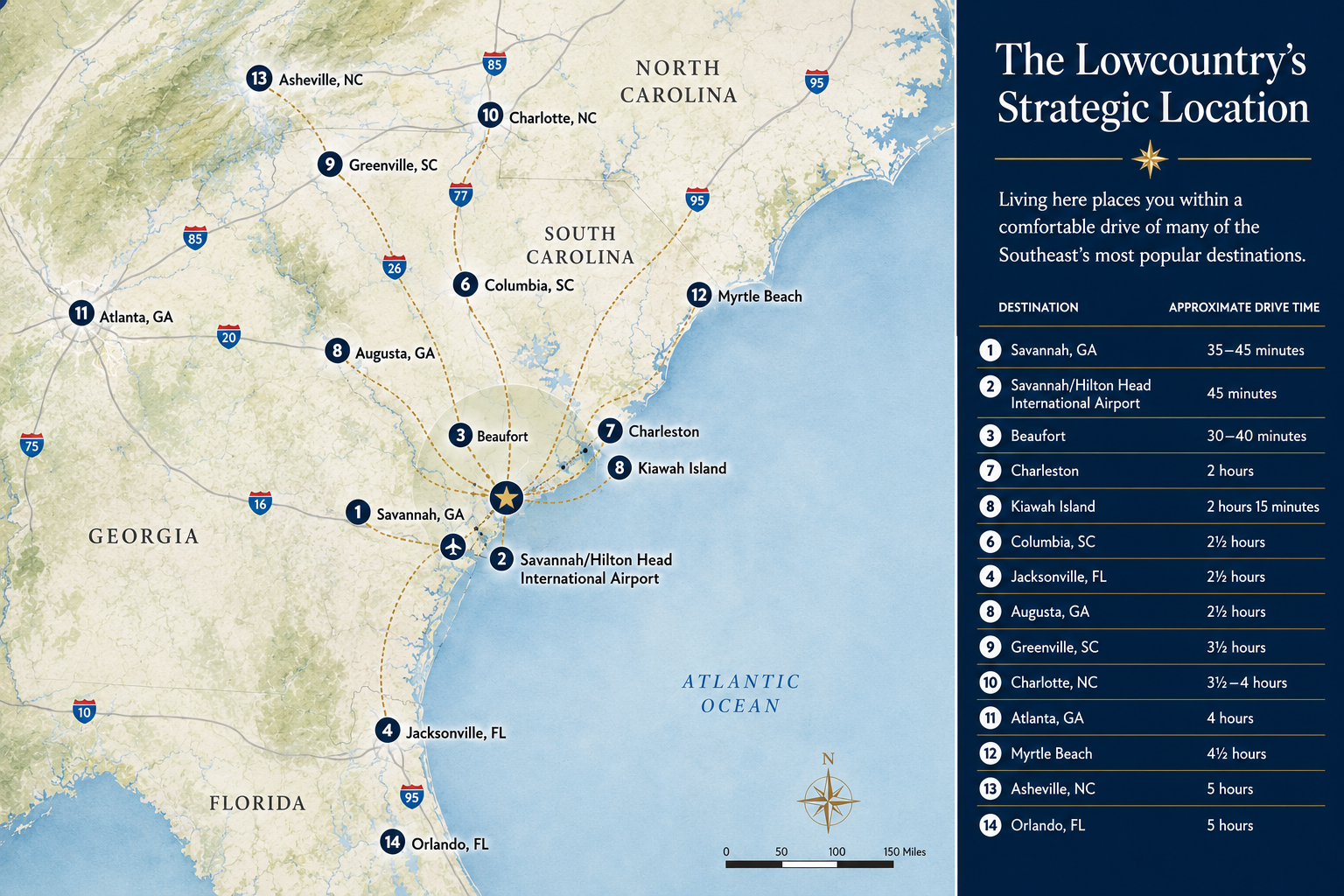 Drive Times Destinations Around The Lowcountry